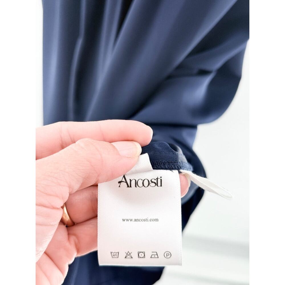 Ancosti Patchwork Cap Sleeve Drop Waist A-Line Maxi Dress Navy Blue Women's XS - Picture 5 of 5